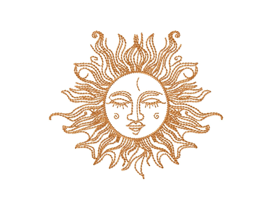 Celestial embroidery designs - mystical boho sun face-Kraftygraphy