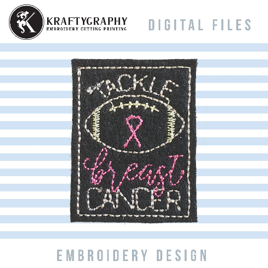 $1.00 Embroidery Designs, Breast Cancer Embroidery Designs, Felties Machine Embroidery Designs, Football embroidery design-Kraftygraphy
