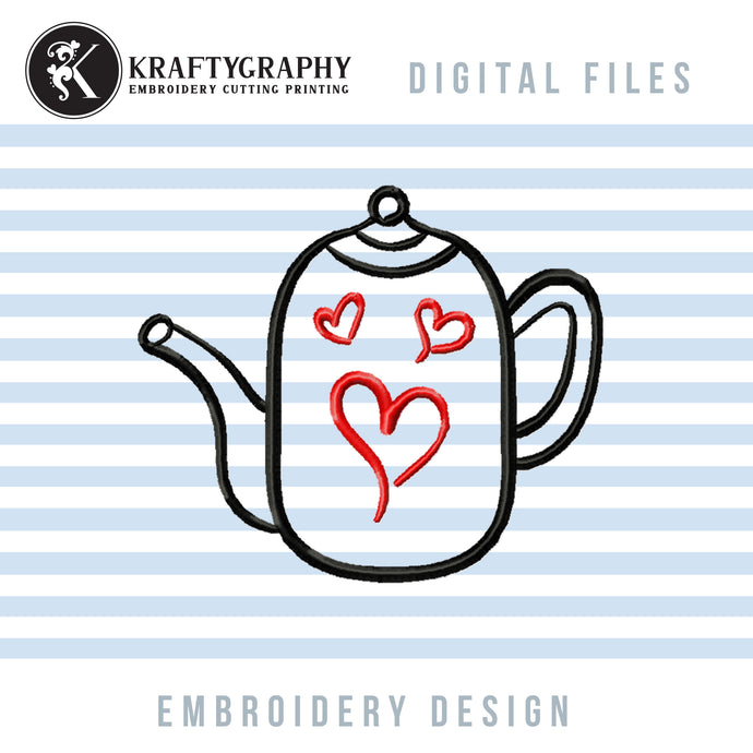 Tea pot kitchen embroidery designs-Kraftygraphy