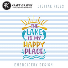 Load image into Gallery viewer, The Lake Is My Happy Place Embroidery Designs, Camping Machine Embroidery Designs, Fishing Cap Embroidery Designs, Mountain Embroidery Pattern, Embroidery Summer Hats, Beach Towel Embroidery, Lake Pes,-Kraftygraphy
