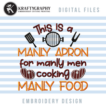 Load image into Gallery viewer, Manly apron embroidery designs for machine, bbq embroidery designs-Kraftygraphy
