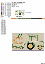 Load image into Gallery viewer, Pumpkin Tractor Applique Shirt, Pumpkin Applique Embroidery Designs, Thanksgiving Machine Embroidery Designs, Fall Embroidery Designs-Kraftygraphy
