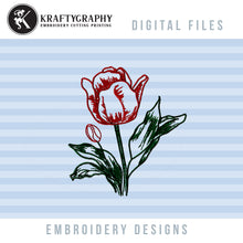Load image into Gallery viewer, Tulip sketch embroidery design-Kraftygraphy
