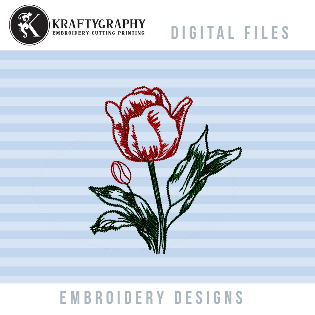Tulip sketch embroidery design-Kraftygraphy