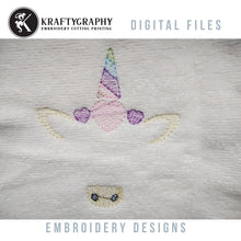 Load image into Gallery viewer, Unicorn Face With Hearts Monogram Frame Machine Embroidery Design for Girls-Kraftygraphy
