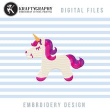 Load image into Gallery viewer, Unicorn Applique Embroidery, Unicorn Fill Stitch Embroidery, Cute Unicorn Embroidery Designs, Girl Embroidery Patterns, Baby Bodysuit Embroidery, Baby Bibs Embroidery-Kraftygraphy
