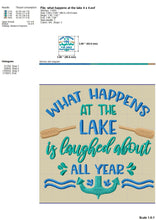 Load image into Gallery viewer, What Happens at the Lake Is Laughed About All Year Embroidery Designs, Forest Lake Embroidery, Lake House Decoration Embroidery, Lake Pes, Summer Embroidered Shirt, Fishing Girl Embroidery Designs, Beach Towel Embroidery,-Kraftygraphy
