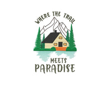 Load image into Gallery viewer, Hiking embroidery designs - Where the trail meets the paradise with lake house-Kraftygraphy
