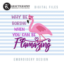 Load image into Gallery viewer, Flamingo Machine Embroidery Designs, Tropical Embroidery Patterns, Pink Flamingo Embroidery Sayings, Summer Pes Files, Cute Bird Jef-Kraftygraphy
