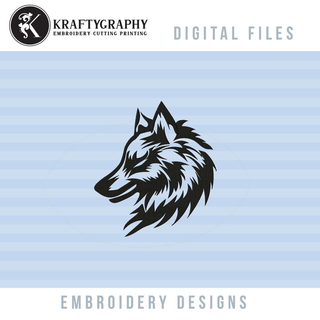 Wild & Majestic: Wolf Face Embroidery Design for Machine-Kraftygraphy
