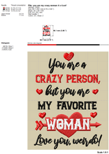 Load image into Gallery viewer, Cute Couple Funny Valentine Embroidery Designs, Couple Shirt Embroidery Sayings, Valentine Embroidery Patterns for Him and Her, Pillow Cover Embroidery, Kitchen Towels Embroidery,-Kraftygraphy
