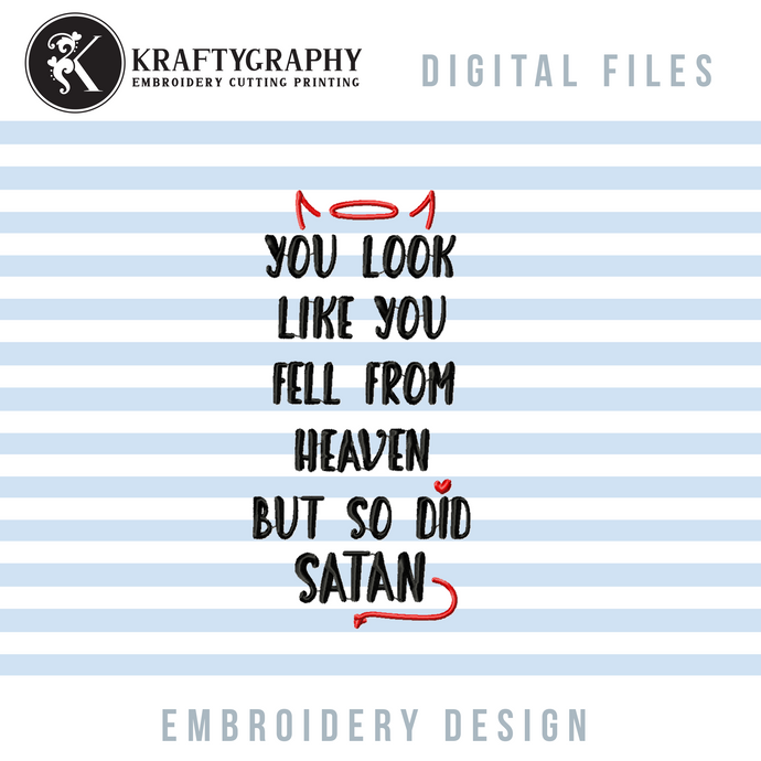 Adult Humor Embroidery, Valentine Embroidery Designs, Funny Embroidery Sayings, Sarcastic Pes Files, Satan Funny Embroidery Designs, Rude Embroidery Patterns, Girl Shirt Embroidery-Kraftygraphy
